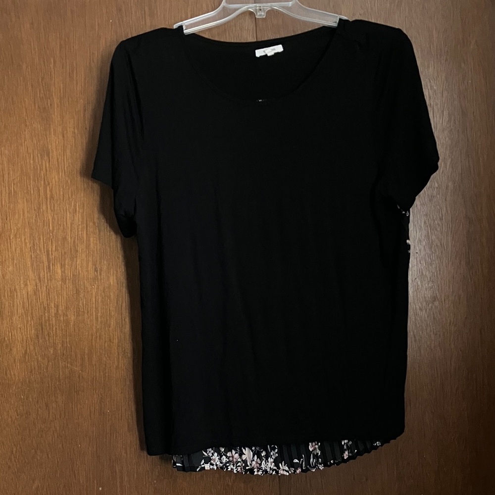 Maurices Black Top with Floral Detail